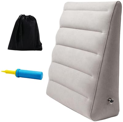 Beenverhogingskussen voor Het Verhogen, Draagbaar Wedge Pillow met Pomp en Opbergtas (Grijs)