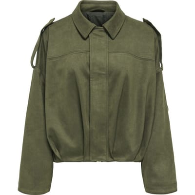 Only groene dames jas   Punt kraag   Regular fit   Suedine patroon   Knoop- en ritssluiting   Duurzaam   Lange mouw Groen XS