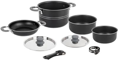Brunner Popote Flavor Camping Pannenset - ø 22 - 8 Delig - Stapelbaar - Roestvrij Staal - PFOA vrij