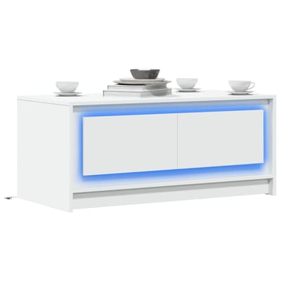 vidaXL - Salontafel - met - LED-verlichting - bewerkt - hout - wit