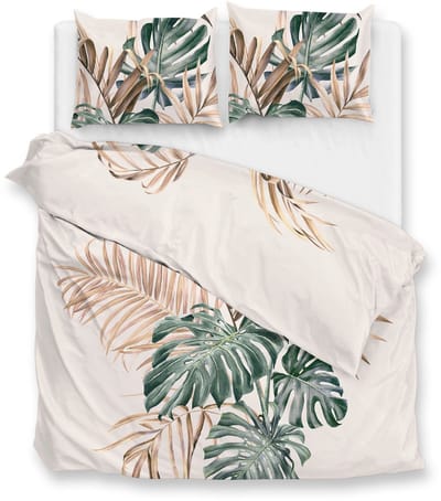Zohome Dekbedovertrek Filippo - Natural - Bladeren - Dekbedovertrek 200x200/220 cm - 100% Microvezel - Tweepersoons Dekbedovertrek