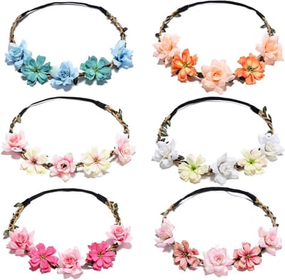 Set van 6 Bloemenhoofdbanden voor Bruiloften - Ideaal voor Reizen, Cadeaus en Feestjes (6 Stijlen)