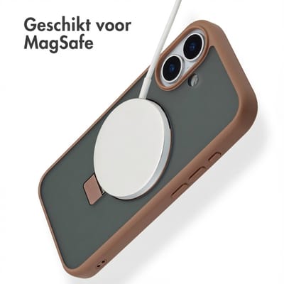 Accezz Hoesje - Geschikt voor Apple iPhone 17 - Ring Stand Backcover geschikt voor MagSafe - Bruin
