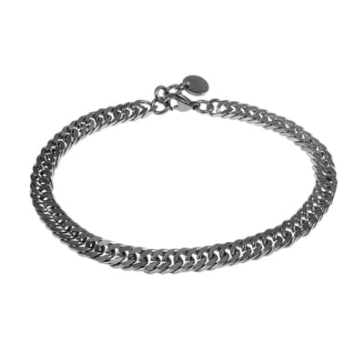 Gourmet Schakel Armband, Roestvrij Staal, Breedte 5mm, Verstelbaar 17-19 cm – Unisex