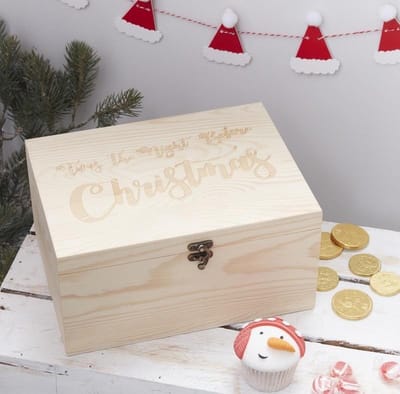 Houten kistje voor herinneringen Kerst
