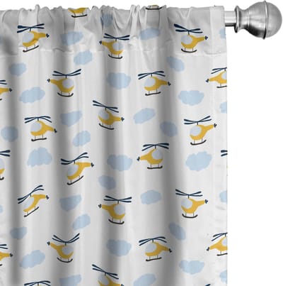 ABAKUHAUS Kindergordijnen – 2x75x175 cm – Microfaser – Geel/Blauw