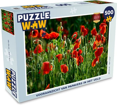 Puzzel Vooraanzicht van papavers in het veld - Legpuzzel - Puzzel 500 stukjes