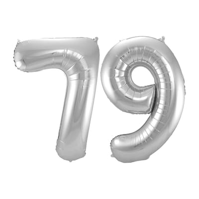 Folieballon 79 jaar - Zilver - 86 cm