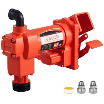 VEVOR brandstofovervoerpomp, 230 V wisselstroom, elektrische dieselovervoerpomp, 57 l/min, maximale aanzuighoogte 2,4 m, maximale opvoerhoogte 11,28 m, voor benzine, kerosine, biodiesel en ethanol.