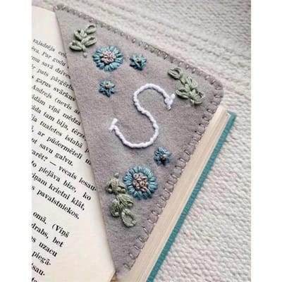 Marque-page d'angle brodé à la main Mignon Fleur Broderie de Lettre Marque-pages Feutre Cousu Marque-page d'angle Clip pour livre