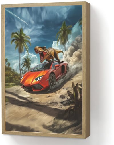 Wandlamp 40x60 cm - Oplaadbaar - Sportauto - Rood - Dino - Wandlampen binnen woonkamer - Slaapkamer lamp - Decoratieve nachtlamp - Vloerlamp draadloos