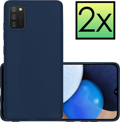 Hoesje - 2 Stuks - Geschikt voor Samsung Galaxy A03s - Sterk & Shockproof - Case Siliconen - Back Cover - Telefoon Hoes - Donkerblauw
