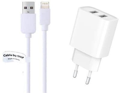 OneOne 2.4A lader met 2 poorten + 1,0m OneOne Lightning kabel. Oplader adapter past op Apple iPhone 12 Pro Max, iPhone 13, iPhone 13 Mini, iPhone 13 Pro, iPhone 13 Pro Max, iPhone 14, iPhone 14 Pro, iPhone 14 Pro Max