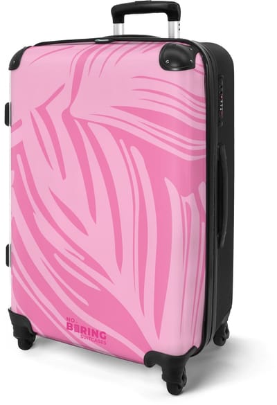 NoBoringSuitcases.com® - Koffer groot - Rolkoffer lichtgewicht - Roze bladeren - Vakantie reiskoffer met 4 wielen - Grote trolley XL - Travel suitcase large - 20 kg bagage - Ruimbagage medium met TSA slot
