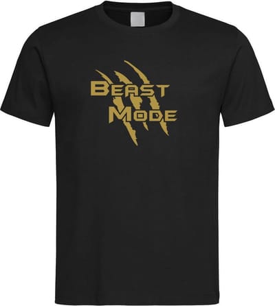 Zwart T shirt met  " Beast Mode " print Goud size XXXL