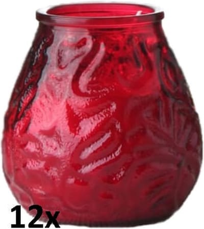 12 stuks Q-lights rood glazen u-light terras- tuinkaarsen 100/100 (55 uur)