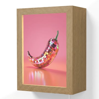 Wandlamp 15x20 cm - Oplaadbaar - Peper - Disco - Rood - Glitter - Wandlampen binnen woonkamer - Slaapkamer lamp met kabel - Decoratieve nachtlamp - Vloerlamp snoer