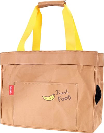 Ibiyaya Kraft Pa Purr Katten Draagtas – Stevige Katten Reistas met Duurzaam Kraft Look Materiaal – Wasbaar en Comfortabel – Beige