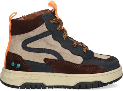 BunniesJR 224841-129 Jongens Hoge Sneakers - Blauw/Bruin - Nubuck - Veters