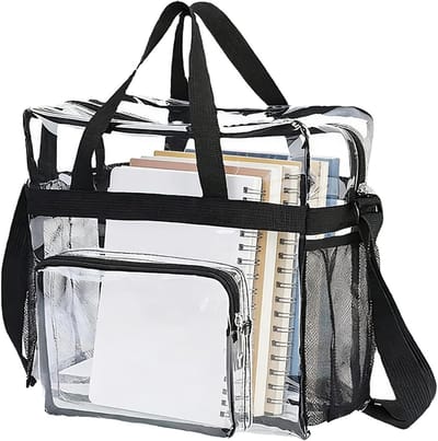 Transparante tas 28 x 13 x 27 cm voor werk, gym, concerten en sportactiviteiten - waterdicht en veelzijdig