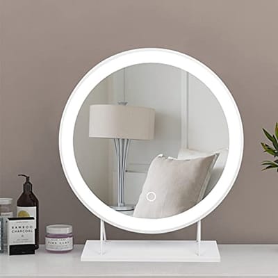 Make-up Spiegel - Cosmetica Spiegel Tafelspiegel - Make-up Aanbrengen - Verlicht met Aanraakknop - 50x50cm - Wit