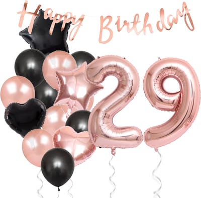 Snoes Ballonnen 29 Jaar Feestpakket – Versiering – Verjaardag Set Liva Rose Cijferballon 29 Jaar -Heliumballon