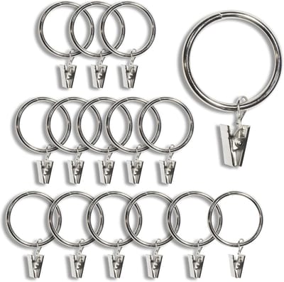 Dailygoods- Gordijnringen 24 Stuks - Metalen Ringen met Clips - 32 mm Binnenste Diameter - Decoratieve Hanger - Voor Gordijnen/Ramen - Gordijnhaken