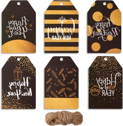 Kerstcadeau Etiketten van Kraftpapier met Touw voor Cadeauverpakking en Feestdecoratie - Meerkleurig en Duurzaam