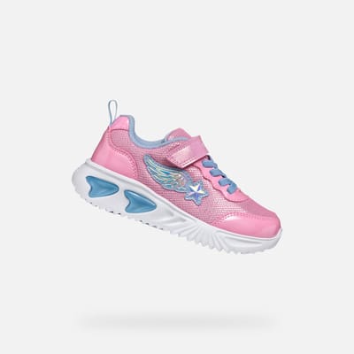 GEOX ASSISTER MEISJES Sneakers - ROZE/LICHTBLAUW - Maat 34