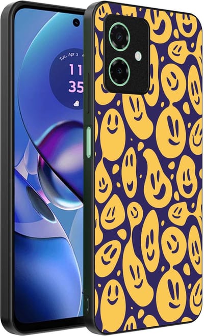 Smartphonica Telefoonhoesje Geschikt voor Motorola Moto G64 met smiley opdruk - TPU backcover case emoji design - Paars Geel geschikt voor Motorola Moto G64