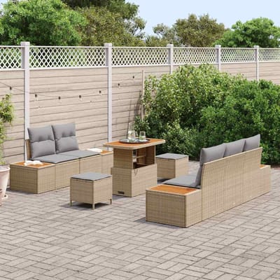 vidaXL - Tuinbank - Set - 8 - st - 7-Aantal - zitplaatsen - Beige - en - Lichtgrijs