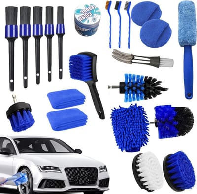 Auto poets set - Reinigingsborstels - Auto poetsen - Uniek genummerd ontwerp - 30 stuks - Set