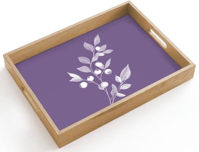 Dienblad hout 40x30 cm - Schootdienblad - Tak - Sierlijk - Bladeren - Minimalistisch - Borrelplank rechthoek - Plateau dienbladen