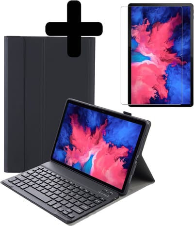 Hoesje - Geschikt voor Lenovo Tab P11 - Met Screenprotector - Toetsenbord Case - Keyboard Book Cover - Hoes - Zwart