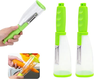 2-Pack - Dunschiller - I-vormige roestvrijstalen groente- en fruitschiller - Onmisbaar voor efficiënt koken in de keuken - Groen