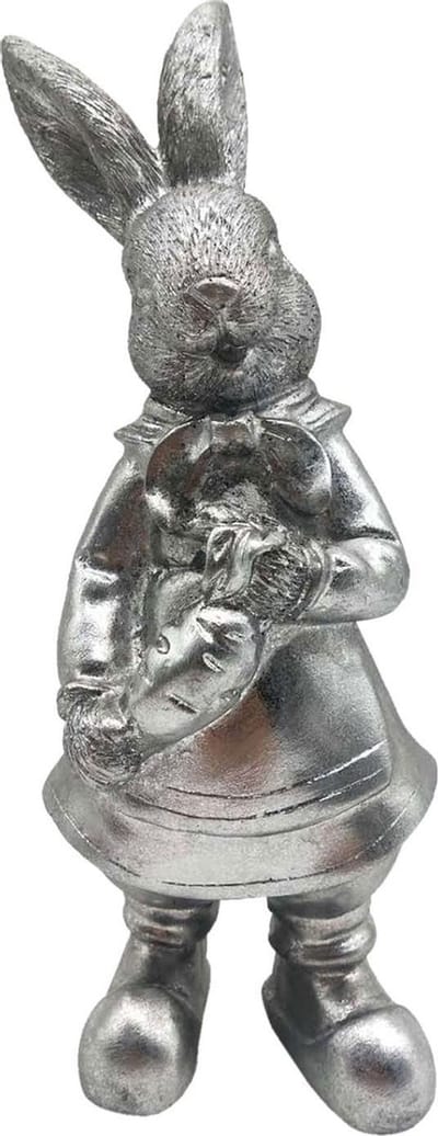 Clayre & Eef Beeld Konijn 22 cm Zilverkleurig Kunststof