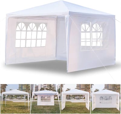 Stevige Tent - Partytent Gazebo - Feest Beschutting - Afneembare Zijwanden - 10x10 Meter - Wit