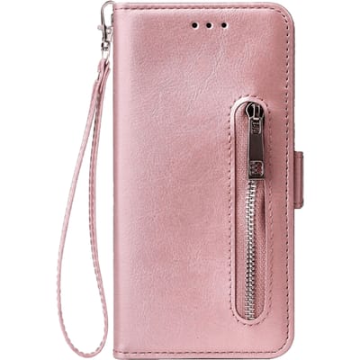 CaseBody Huawei P30 Zipper Portemonnee Hoesje Rosegoud