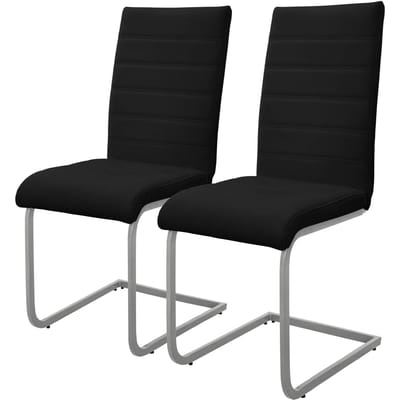 Set van 2 slede eetkamerstoelen met rugleuning zwart kunstleer bekleed ML-Design