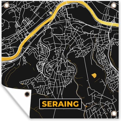 Tuin poster Plattegrond - Kaart - Seraing - Goud - Stadskaart - 200x200 cm - Tuindoek