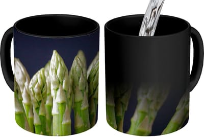 Magische Mok - Foto op Warmte Mokken - Koffiemok - Asperges - Groen - Zwart - Magic Mok - Beker - 350 ML - Theemok