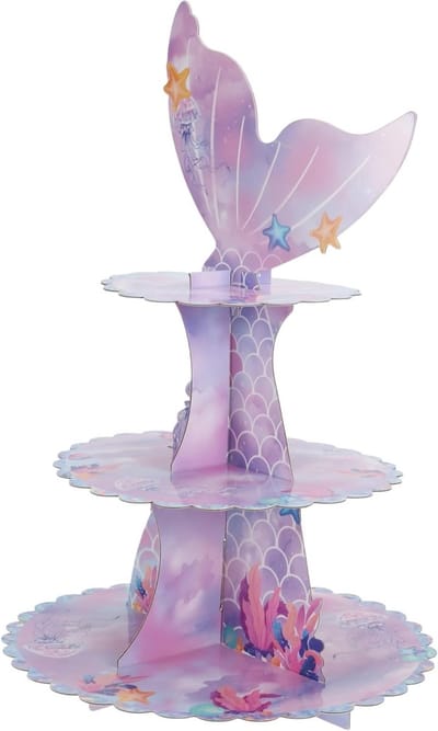 Elegante cupcake-standaard met 3 niveaus in zeemeerminstaartdesign voor verjaardagsfeesten en bruiloften, verkrijgbaar in diverse kleuren en materialen