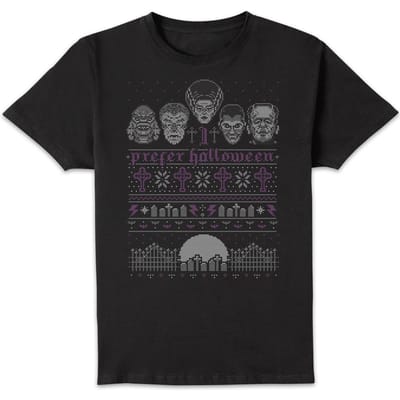 Universal Monsters I Prefer Halloween Kerst T-Shirt - Zwart - S