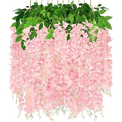 Élégant lot de 12 glycines artificielles pour décoration de jardin, fête de mariage, mur de bureau extérieur, aménagement paysager