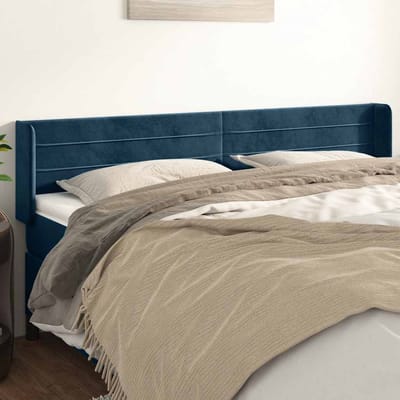 vidaXL - Hoofdbord - met - randen - 203x16x78/88 - cm - fluweel - donkerblauw