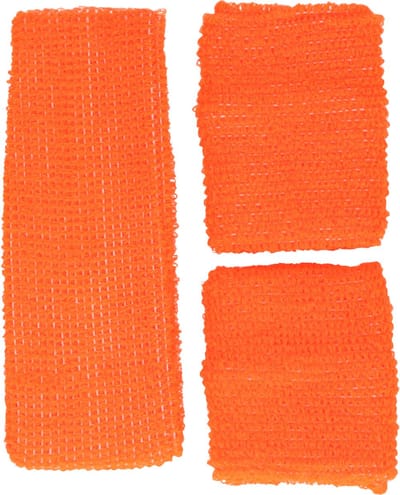 Guirca Foute 80s/90s party verkleed accessoire zweetbandjes set - neon oranje - jaren 80/90 thema feestje