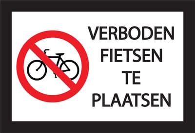 Verboden fietsen te plaatsen 20x30cm