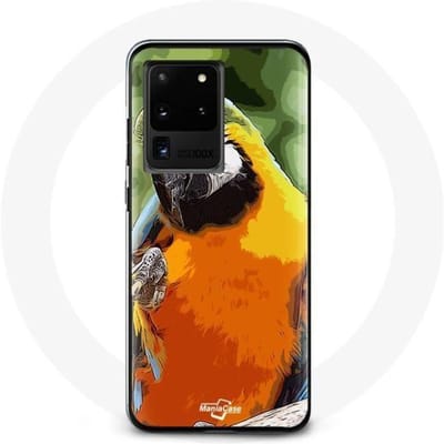 Hoesje voor Samsung Galaxy S20 Ultra Macaws Parrot Oranje Groen