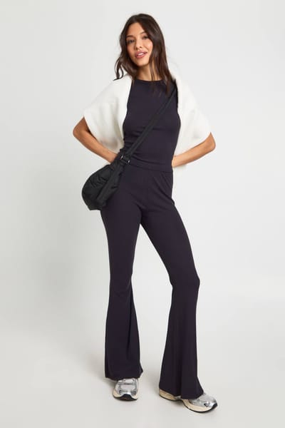 boohoo Dames Ultra zachte uitlopende legging | Zwart | Maat: 34