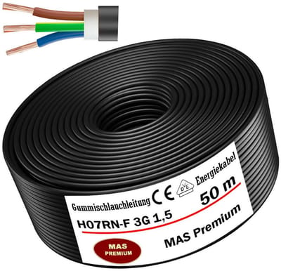Voedingskabel Rubber H07RN-F 3G1,5 mm² - Flexibele Kabel voor Zware Apparaten tot 100m